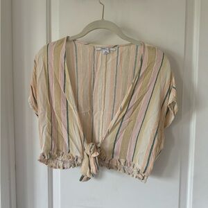O’Neill Oriana Stripped Tie Front Top - Medium - Multi Color